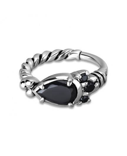 SS 316 HINGED RING W/ZIRCONIA mod.12 SS 316 HINGED RING W/ZIRCONIA mod.12