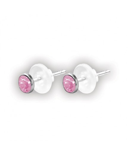 SS 316 FLAT JEWELLED DISC EAR STUDS (PAIR) 3mm