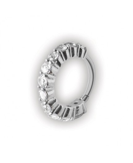 SS 316 HINGED RING W/ CRYSTAL
