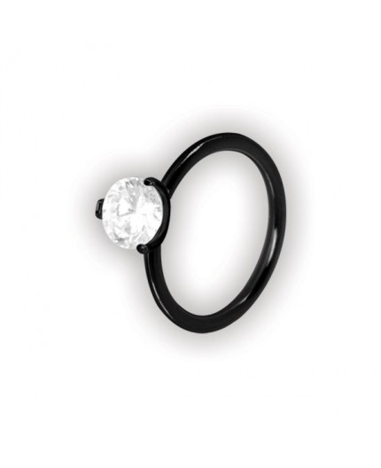 Bk 316 Steel Ring W/round Crystal Stone