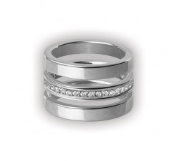 Cubic Jewelled Steel Triple Ring