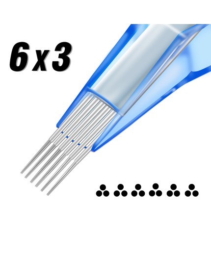 6x03 RL (Stipple Shader) 0,30mm - Long Taper - Cartucce Emalla Eliot - Aghi Tattoo - 20pz