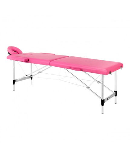 Lettino Pieghevole in Similpelle Rosa e Struttura in Alluminio Lettino Pieghevole in Similpelle Rosa e Struttura in Alluminio