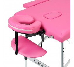 Lettino Pieghevole in Similpelle Rosa e Struttura in Alluminio