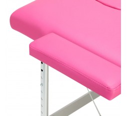 Lettino Pieghevole in Similpelle Rosa e Struttura in Alluminio