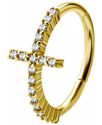 GD 316 HINGED RING SET W. ZIRCONIA (CROSS) 1,2x12mm WH