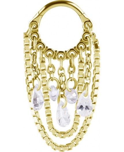 GD 316 HINGED RING WITH PEAR SHAPE AND ROUND STONE DANGLES 1,2x8mm WH