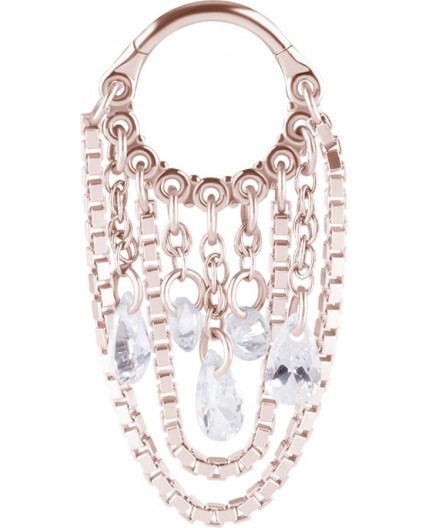 RG 316 HINGED RING WITH PEAR SHAPE AND ROUND STONE DANGLES 1,2x8mm WH