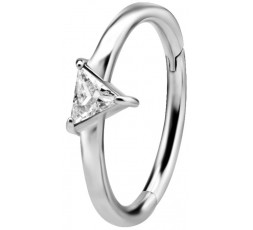 SS 316 HINGED RING SET W. TRIANGLE ZIRCONIA 1,2x12mm WH