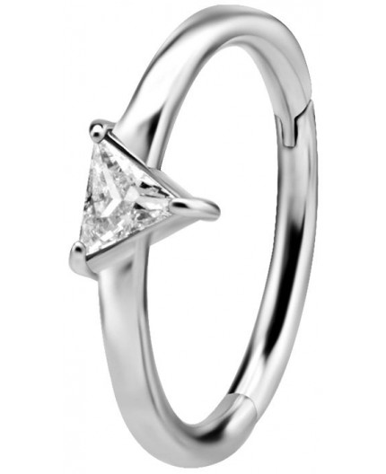 SS 316 HINGED RING SET W. TRIANGLE ZIRCONIA 1,2x12mm WH
