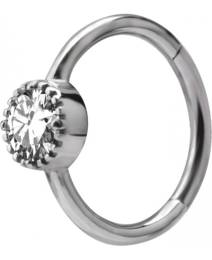 SS 316 HINGED RING SET W. ZIRCONIA 1,2x12mm WH