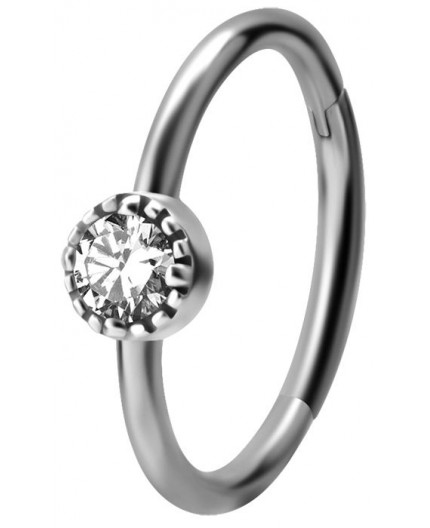 SS 316 HINGED RING SET W. ZIRCONIA 1,2x12mm WH