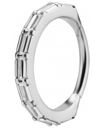 SS 316 HINGED RING SET W. BAGUETTE ZIRCONIA 1,2x12mm WH