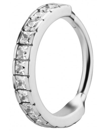 SS 316 HINGED RING SET W. SQUARE ZIRCONIA 1,2x12mm WH