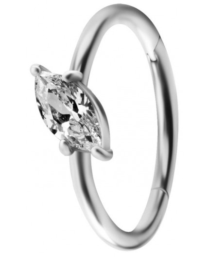 SS 316 HINGED RING SET W. MARQUISE ZIRCONIA 1,2x12mm WH