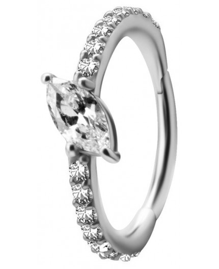 SS 316 HINGED RING SET W. MARQUISE ZIRCONIA 1,2x12mm WH