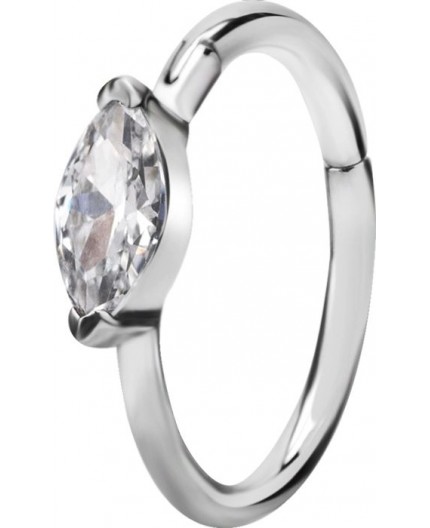 SS 316 HINGED RING SET W. MARQUISE ZIRCONIA 1,2x12mm WH