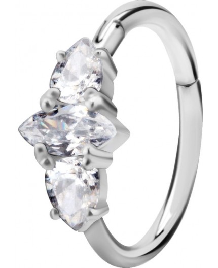 SS 316 HINGED RING SET W. ZIRCONIA 1,2x12mm WH