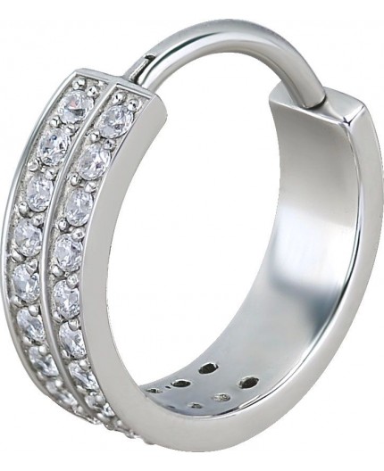 SS 316 HINGED RING SET W. ZIRCONIA (DOUBLE ROW) 1,2x12mm WH