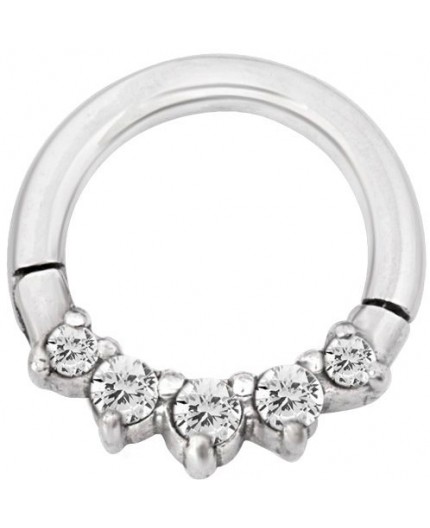 SS 316 HINGED RING SET W. ZIRCONIA (FRONT FACING)