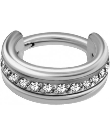 SS 316 TRIPLE HINGED RING SET WITH ZIRCONIA 1,2x7mm WH
