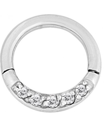 SS 316 HINGED RING SET W. ZIRCONIA (FRONT FACING)