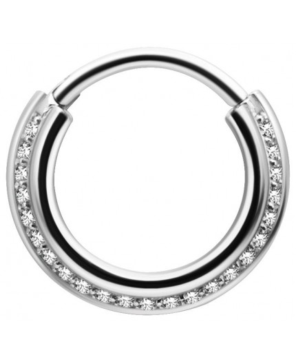 SS 316 TRIPLE SLANTED HINGED RING SET W. ZIRCONIA