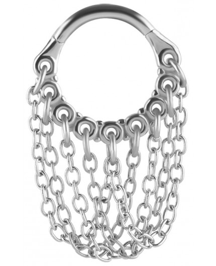 SS 316 HINGED RING WITH CHAIN DANGLES (PLAIN) 1,2x8mm