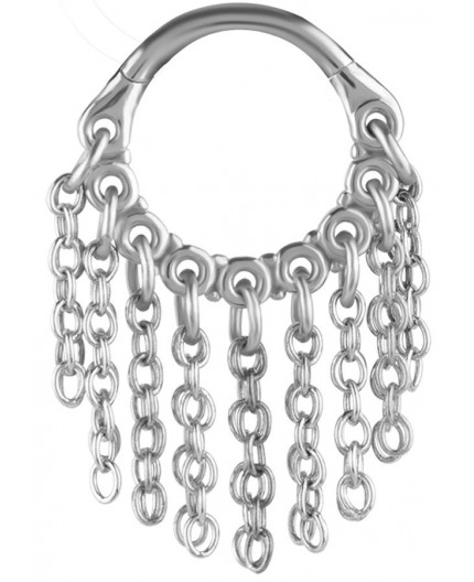 SS 316 HINGED RING WITH CHAIN DANGLES (PLAIN) 1,2x8mm