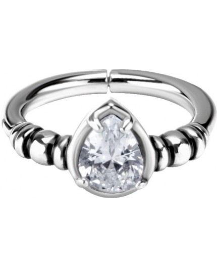 SS 316 HINGED RING SET W. TEARDROP ZIRCONIA