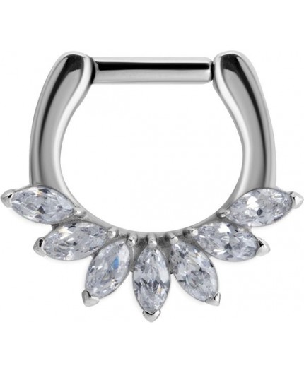 SS 316 SEPTUM CLICKER WITH MARQUISE ZIRCONIA