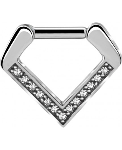 SS 316 V SHAPE SEPTUM CLICKER WITH ZIRCONIA 1,2x8mm WH