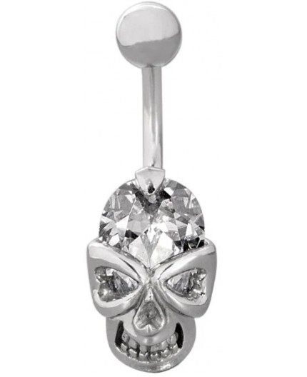 SS 316 JEWEL BANANA 1,6x10mm SKULL - WH SS 316 JEWEL BANANA 1,6x10mm SKULL - WH