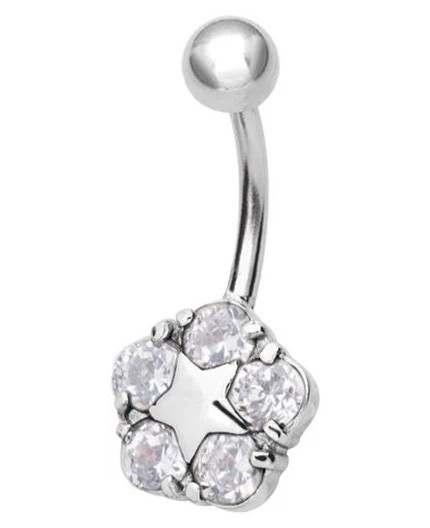 SS 316 JEWEL BANANA 1,6x10mm FLOWER STAR - WH SS 316 JEWEL BANANA 1,6x10mm FLOWER STAR - WH