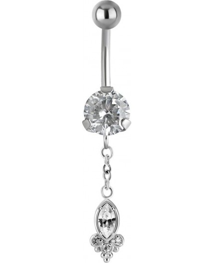 SS 316 JEWEL BANANA WITH DANGLES 1,6x10mm model 37 WH SS 316 JEWEL BANANA WITH DANGLES 1,6x10mm model 37 WH