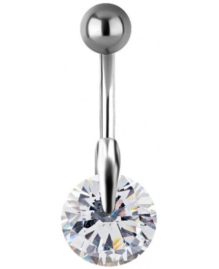SS 316 JEWEL BANANA 1,6x10mm SOLITAIRE ROUND SETTING - WH