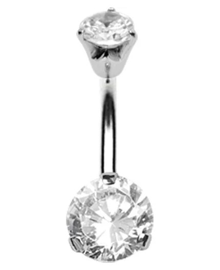 SS 316 BANANA WITH 8mm PRONG SET DOUBLE JEWEL SS 316 BANANA WITH 8mm PRONG SET DOUBLE JEWEL
