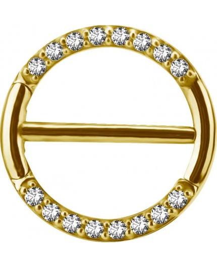 GD 316 JEWELLED DOUBLE NIPPLE CLICKER RING GD 316 JEWELLED DOUBLE NIPPLE CLICKER RING