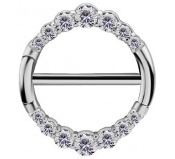 SS 316 JEWELLED DOUBLE NIPPLE CLICKER RING