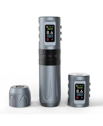 Focus Wireless Pen - Corsa Regolabile (2.4 - 4.2 mm) - Macchinetta Wireless Tattoo Pen - Grigio Focus Wireless Pen - Corsa Regolabile (2.4 - 4.2 mm) - Macchinetta Wireless Tattoo Pen - Grigio