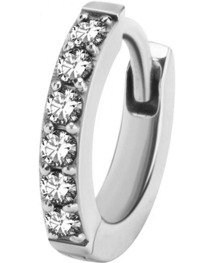 SS 316 HUGGIE HOOP EARRINGS PAVE SETTING (PAIR) 0,8mm WH