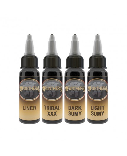 Set PANTHERA Gold Liner - Tribal XXX - Dark Sumy - Light Sumy - 4x 30ml - Conforme REACH Set PANTHERA Gold Liner - Tribal XXX - Dark Sumy - Light Sumy - 4x 30ml - Conforme REACH