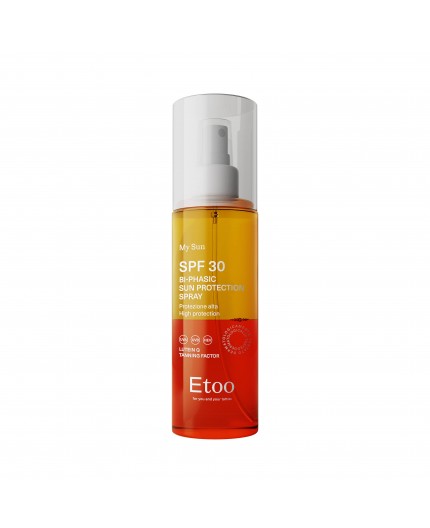 SPF 30 BIPHASIC SUN PROTECTION SPRAY Etoo - Spray Bifasico Protezione Alta - 200ml SPF 30 BIPHASIC SUN PROTECTION SPRAY Etoo - Spray Bifasico Protezione Alta - 200ml