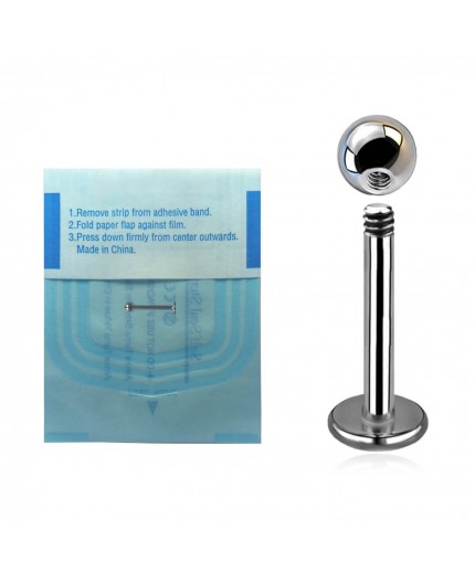 Labret STERILE in Titanio G23 ASTM F136 con Pallina