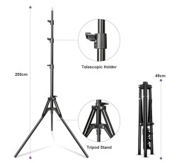 Lampada LED con Doppio Braccio - con Supporto Smartphone e Treppiede - Luce Calda Neutra Fredda