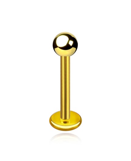 Labret in Titanio G23 ASTM F136 Oro PVD con Pallina