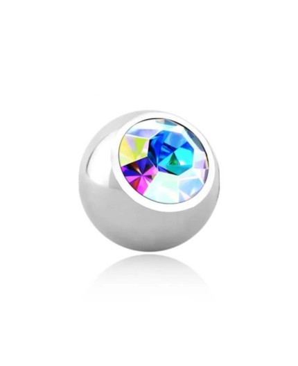 Terminale Pallina Filettata in Acciaio Inox 316L con Cristallo per Piercing
