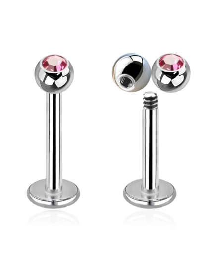 Labret in Acciaio Inox 316L con Cristallo Incastonato