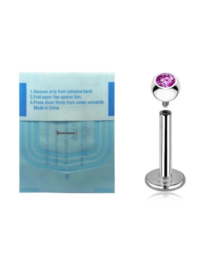 Labret STERILE in Titanio G23 ASTM F136 con Cristallo Incastonato – Filettatura Interna