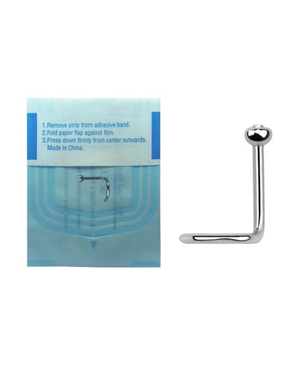 Piercing Naso Nose Screw STERILE in Acciaio Inox 316L con Cristallo CR